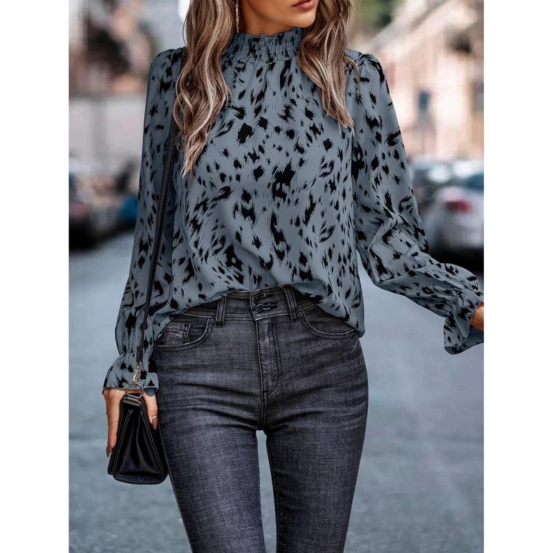Blusa feminina manga longa com botões, casual, solta, lisa, top, camisa larga