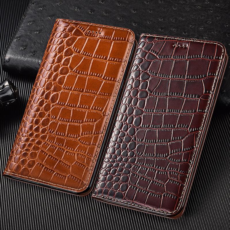 Dla Redmi Note 7 8 8T 9 9S 10 10S 11 11E 11S 12 13 14 15 Pro Turbo Plus+ Etui Aligator Prawdziwe Skórzane Flip Pokrowiec na Telefon Etui