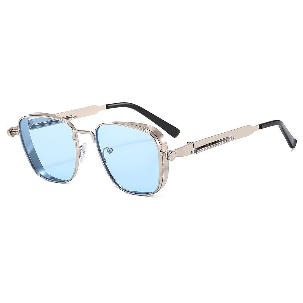 Retro Box Edging Steam Punk Men's Sunglasses with Personalized Metal Springs