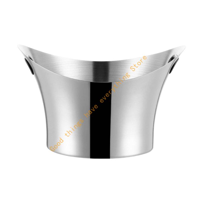 

Elegant Stainless Ice Bucket with Handle Large Capacity Ingot Ice Pail Ice Container for Parties and Picnics 55KF серебряный