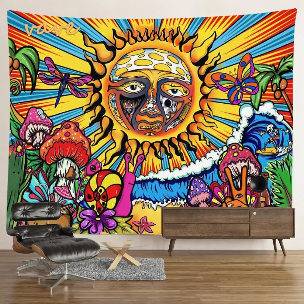 Sun Moon Tarot Tapestry Wall Hanging Bohemian Style Witchcraft Astrology Cloth Fabric Tapestry Flag Living Room Background Cloth