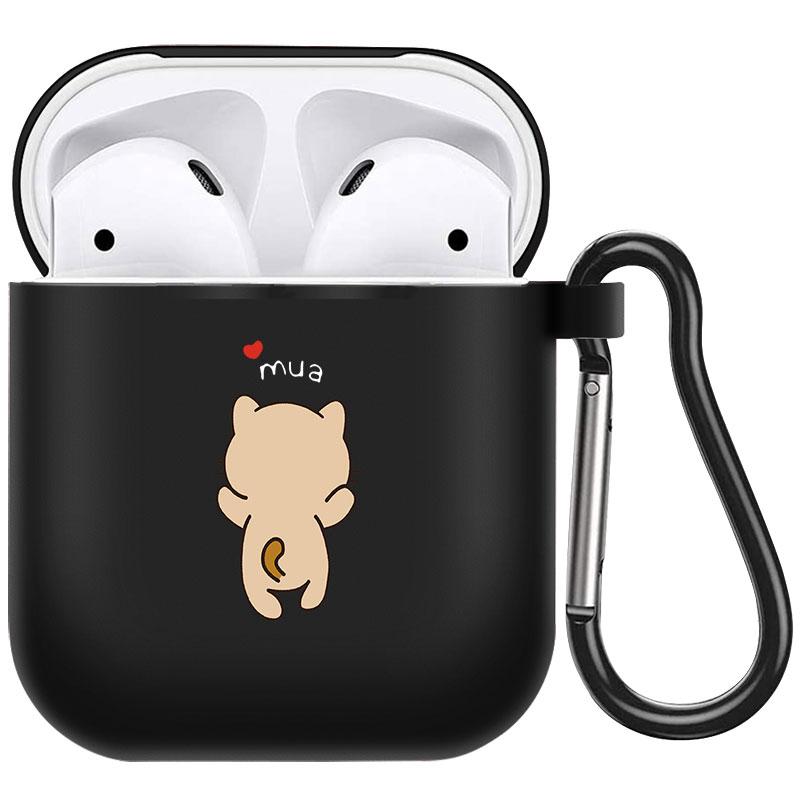 קריקטורה חמוד חיות מחמד כלב חתול בעל חיים ינשוף צמח פרחי אפל עבור אפל AirPods 2 3 כיסויי אוזניות חסינות זעזועים שחורות AirPods Pro Funds Cover