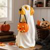 Halloween Resin Dog Statue with Illuminated Bucket and Bone Detail for Window, Entryway, Party Tables, and Indoor Party Centerpiecs