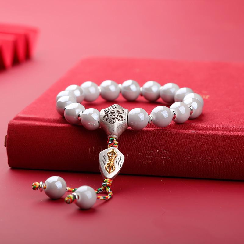 Porcelain Glazed Bracelet In Macaron Grey - Unisex Bangle In Cai Wenjing Style for Couples