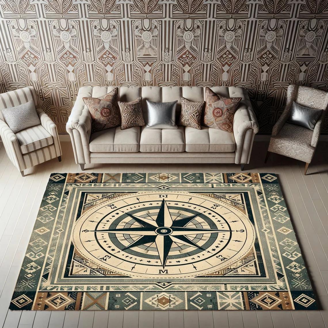 

Морський Компас Килим Килимок Вітальня Спальня Килим Великі Килими для Домашнього Декору Абстрактні Нековзкі Килимки для Дивана 120X160CM