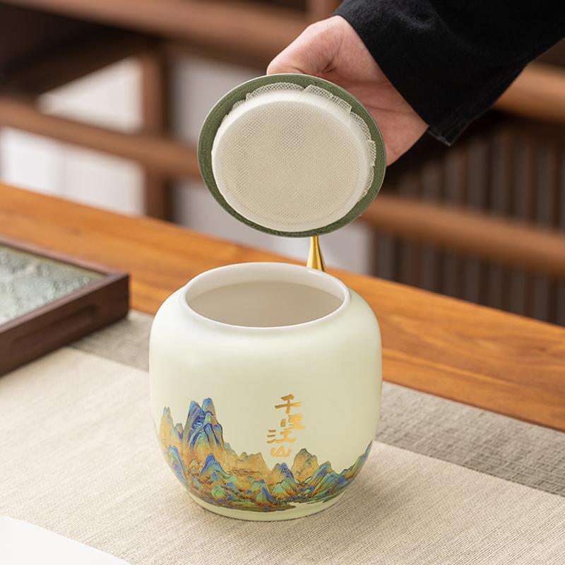 Ceramic Tea Jar Coffee Candy Food Storage Universal Jar Loose Tea Sealed Jartea Storage Jars Home Decor Glazed Ceramic Vase