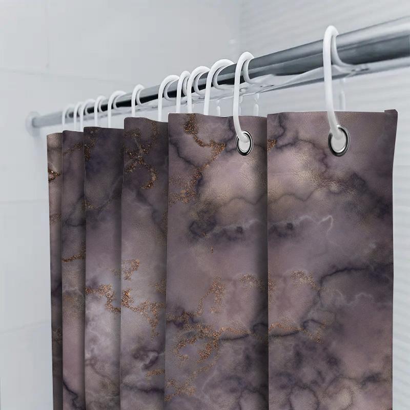 Luxury Marble Shower Curtain Waterproof Bath Decor With Glittering Accents Modern Purple Black Pink Bathroom Accessories 72 X 84