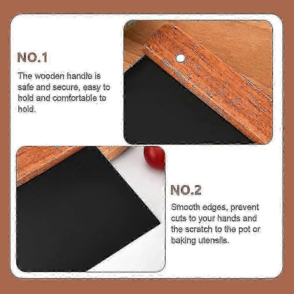 2026 Stainless Steel Dough Scraper with Wood Handle - Ideal Bread & Pizza Dough Baking (Black, 1pc)