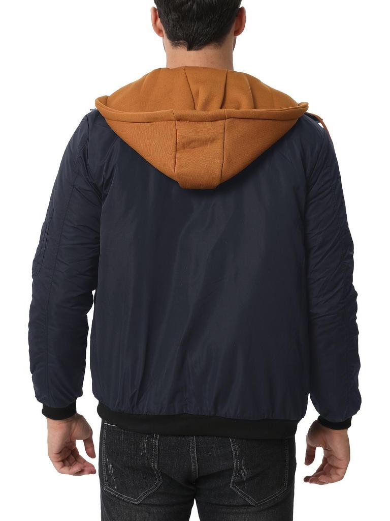 Men's Thick Solid Color Hooded Jacket for Spring, Autumn, and Winter - Air Force Style Casual Wear