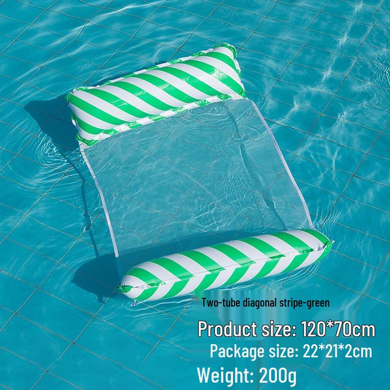 Inflatable PVC Float Recliner: Foldable Striped Swimming Bed