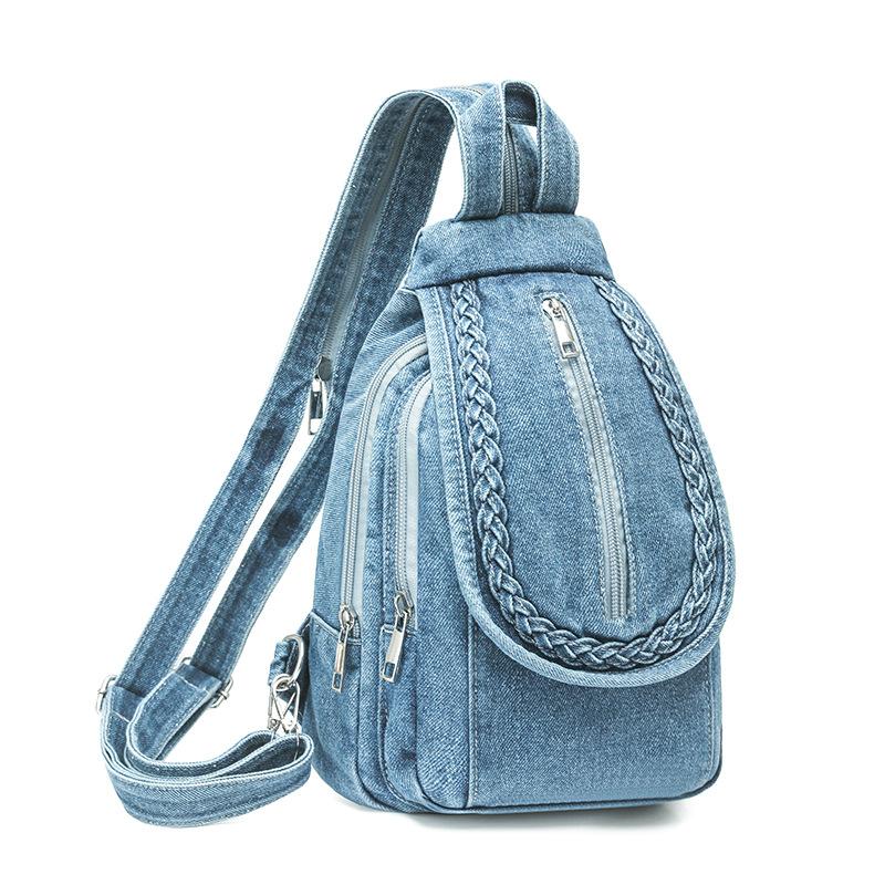 Small Backpack Women's Lightweight Retro Large Capacity Chest Bag Multi-function Backpack