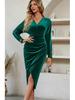 2023 Women's Winter Casual V-Neck Solid Color Slimming Dress