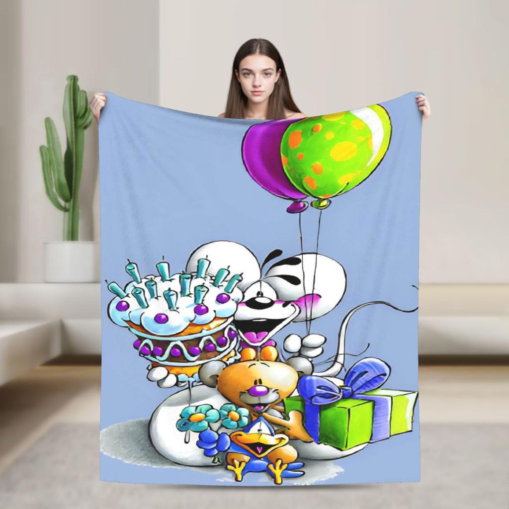 Cartoon D-Diddl Soft Blanket  Students Plush Throw Blanket Funny Couch Bed Flannel Bedspread Sofa Bed Cover