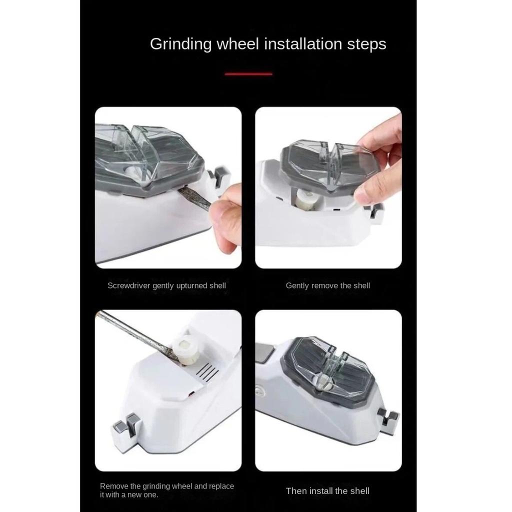 Electric Knife Sharpener, Automatic Blade Grinding, Household Multifunctional Kitchen Knife Sharpener with Fine Grinding Stone
