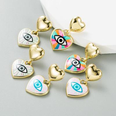 Women Creative Geometric Love Earrings Alloy Electroplated Colorful Oil Dropping Earrings Small Versatile Earrings