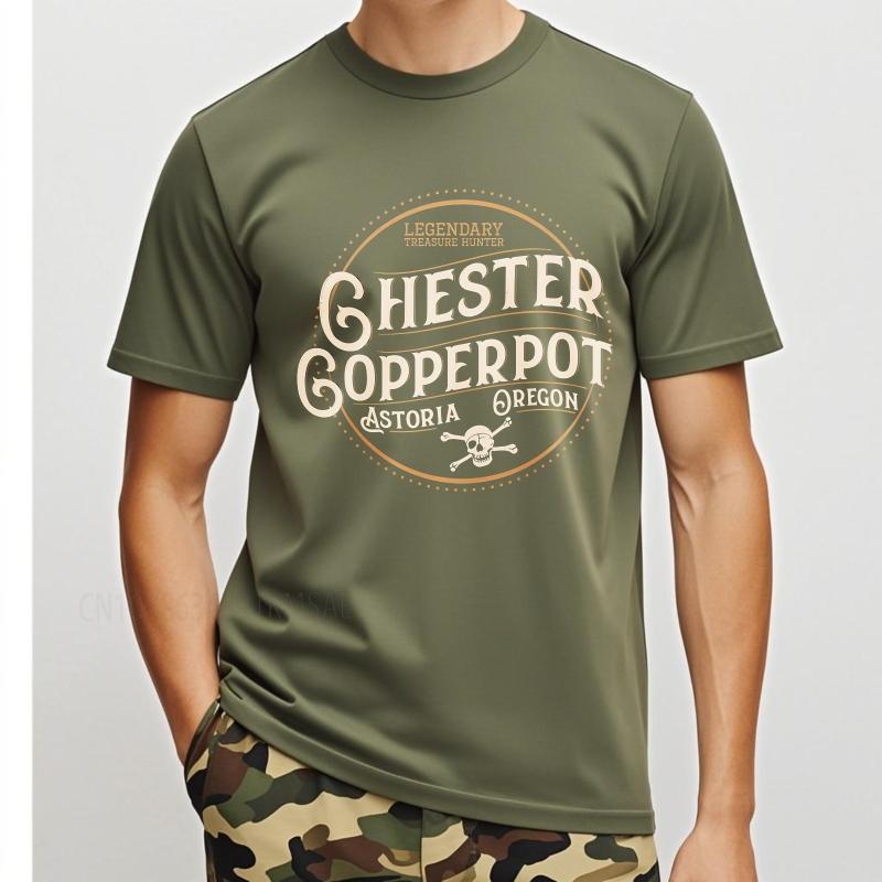 Coton été Pour homme t-shirt Chasseur de trésors légendaire Ghester Copperpot Astoria Oregon Manches courtes Street Wear Col rond hauts