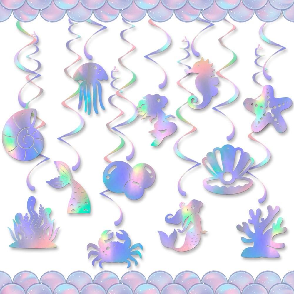Birthday Mermaid Party Decorations Spiral Hanging Ornaments For Children Event