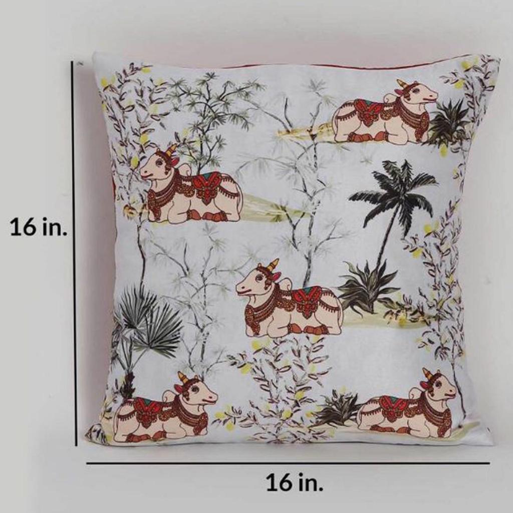 KOKO MAISON INC Kissenbezug „Happy Cow“ aus Polystain (2er-Pack) | Klappenverschluss | Digitaldruck