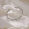 Simple Vintage Irregular Mobius Twist Open Cuff Bangle Bracelets For Women Gold Color Adjustable Zircon