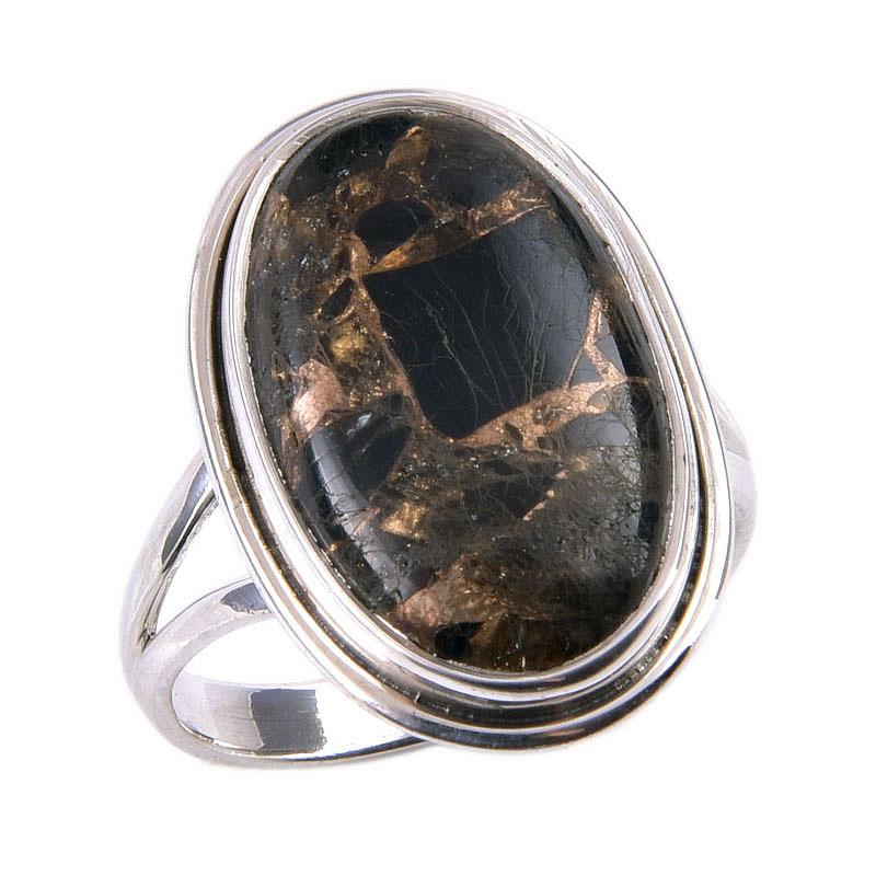 Natural Black Copper Turquoise Gemstone 925 Solid Sterling Silver Ring S.8 M3f18