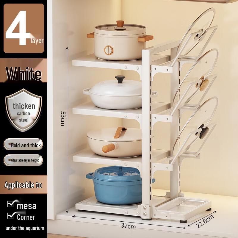 Under-Sink Tiered Pot & Pan Organizer with Lid Holder