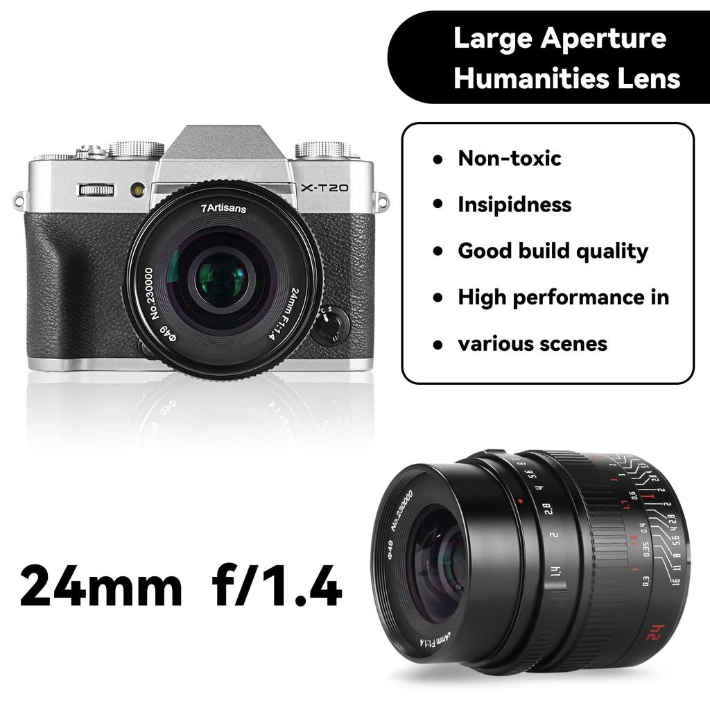 7artisans 24mm Manual Prime Large Compatible with Nikon Mirrorless and Z6 II F1.4 APS-C Lens, Aperture, Z-Mount Cameras, Z50, Z6, Z7,