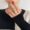 INS Style Oval Roman Arc White Shell Mother-of-Pearl Ring - 18K Gold-Plated Retro Titanium Steel