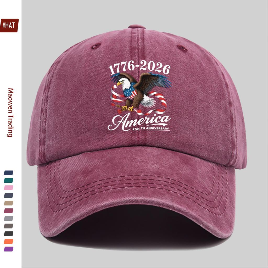 pc th Anniversary of the Founding of the United States Commemorative Eagle and Stars and Stripes Print Baseball Cap