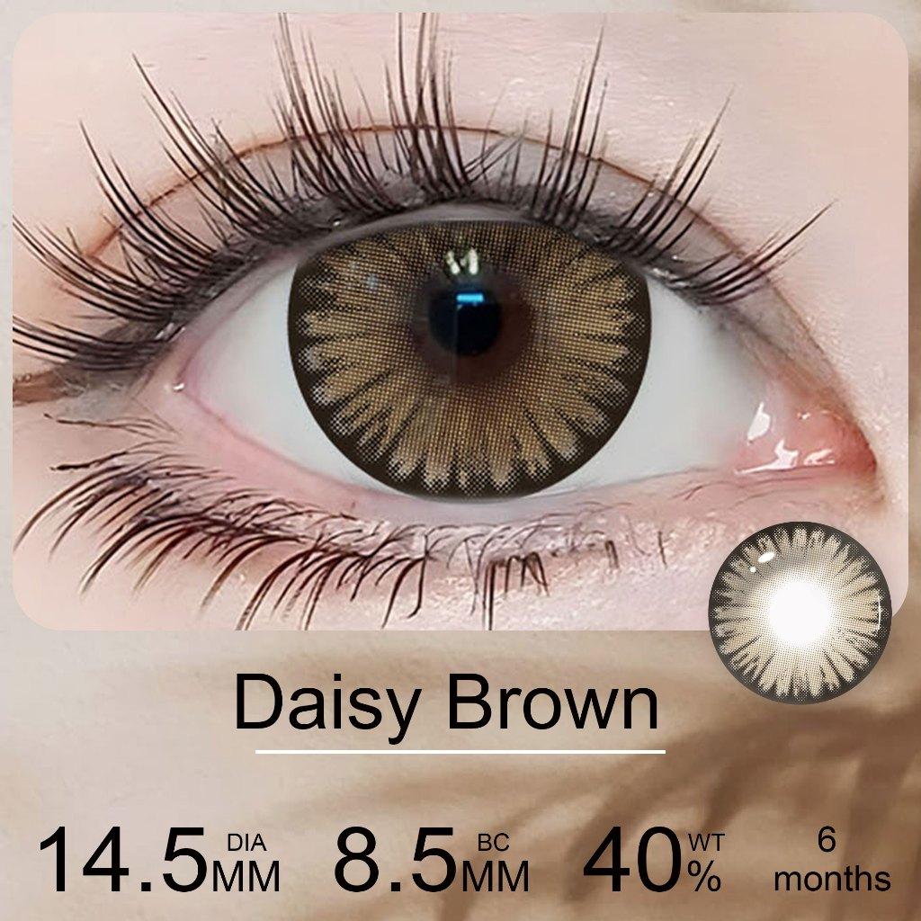 

Контактные линзы Mill Creek Big Eyes 14,5 мм с раствором 2 шт. серии Daisy коричневые/серые годовые мягкие линзы(0.00-8.00) 0.00