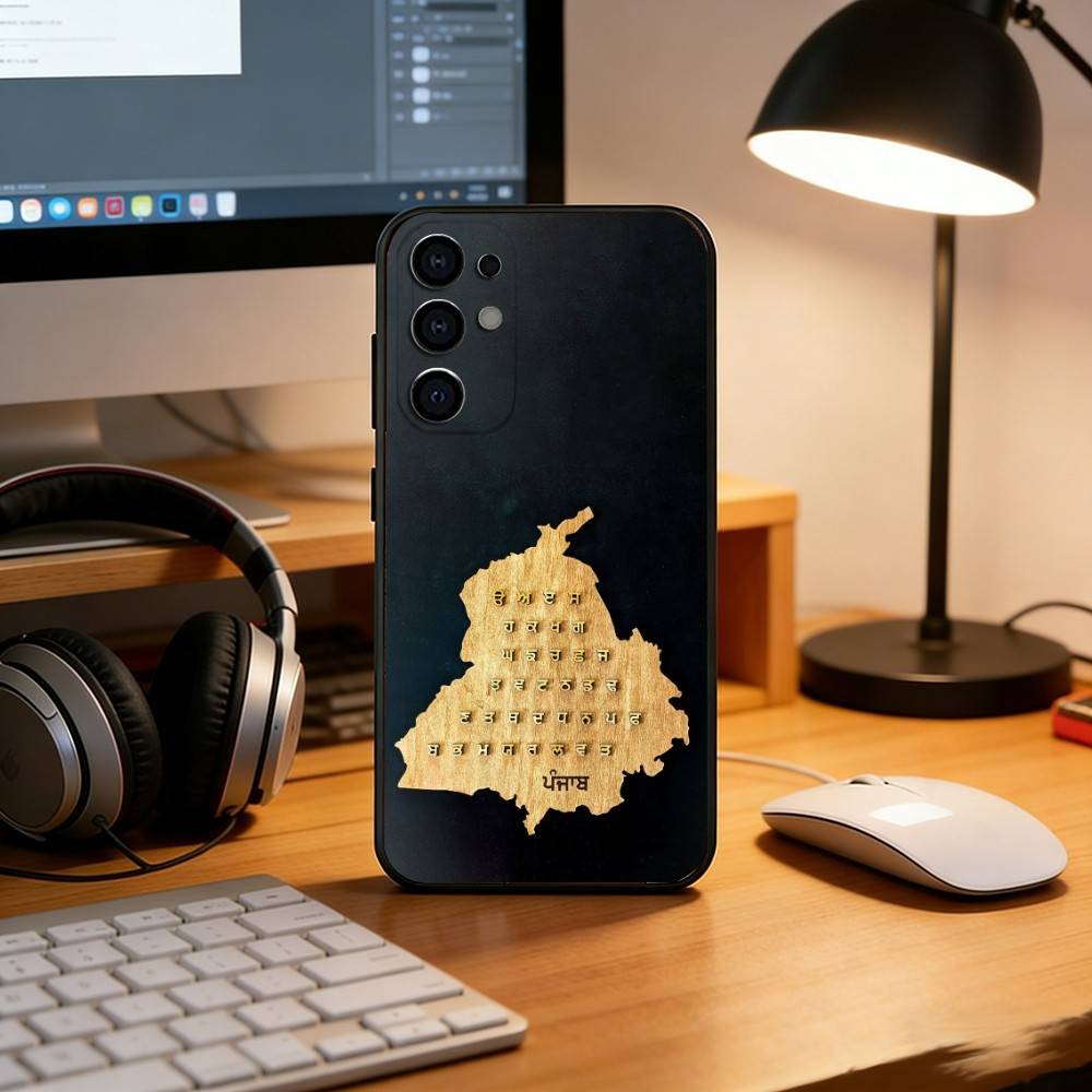 Punjab Map Phone Case For Samsung S25,S24,S21,S22,S23,S30,Ultra,S20,Plus,Fe,Lite,Note,10,Black Cover