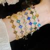 Rhinestone Clover Flower Bracelet: Elegant Retro Design with a Light, Luxurious Touch
