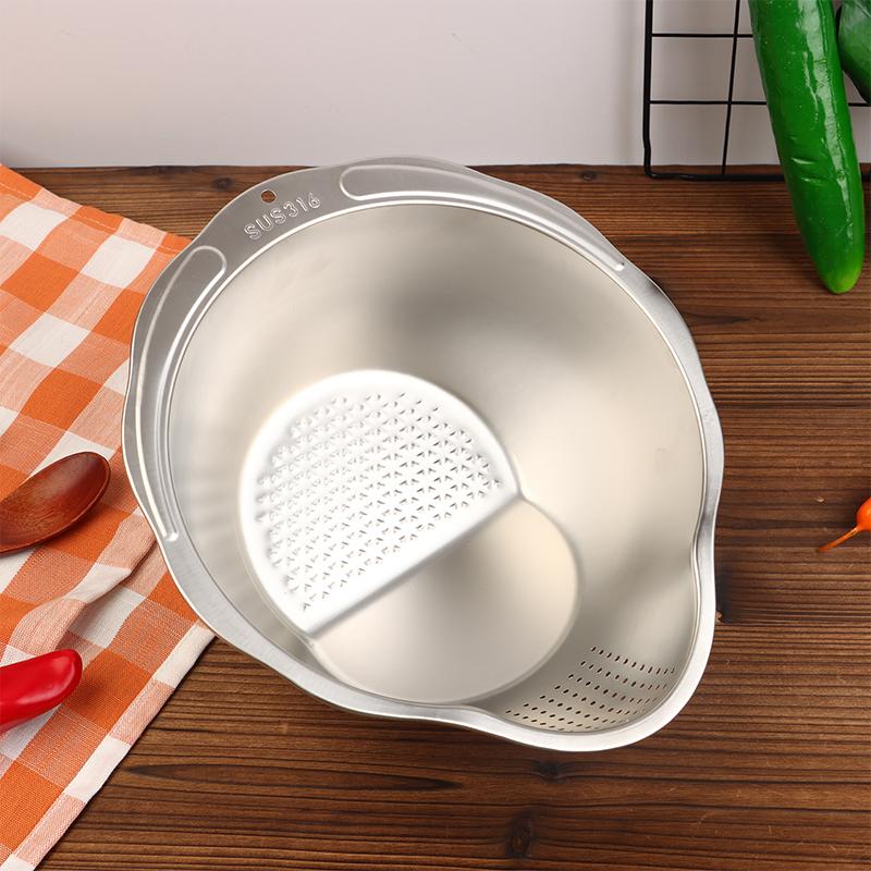 Rice Washer Strainer Bowl 316 Stainless Steel Rice Washing Bowl Rice Sieve Colander Fruit And Vegetable Strainer Kitchen Tools