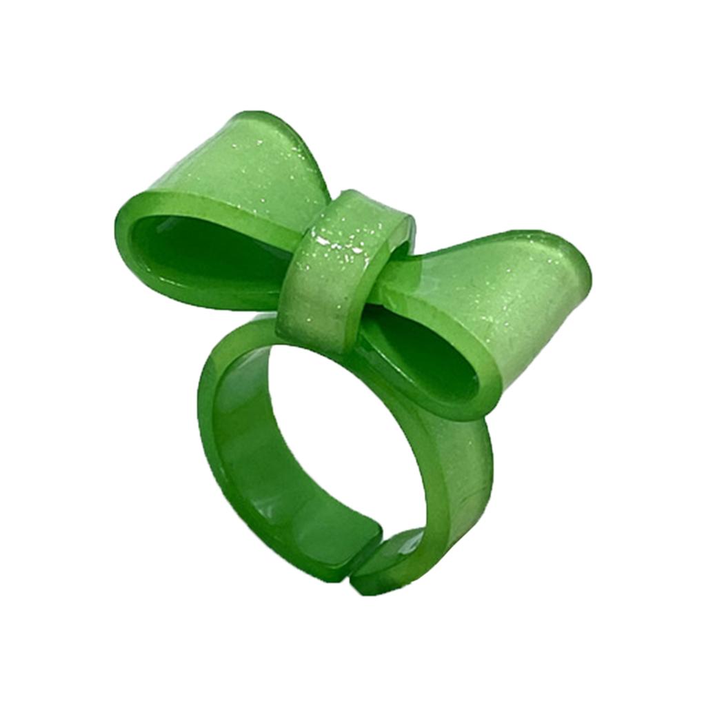 Colorful Bows Rings Resin Rings Cute Acrylic Rings Knuckles Stacking Rings Aesthetic Bowknot Finger Rings Plastic Rings