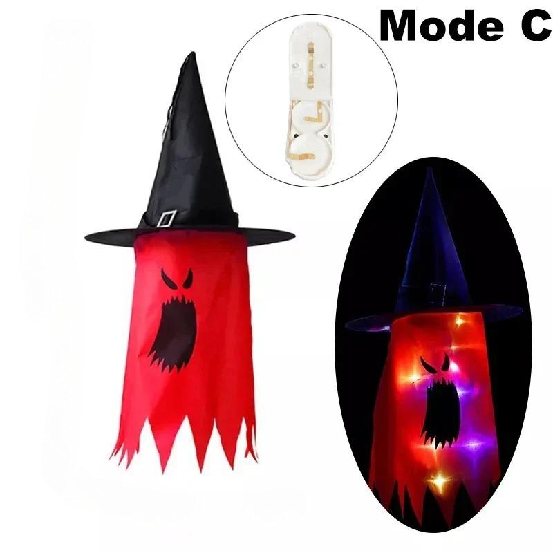 Halloween Glowing Witch Hat Lanterns Hanging Decoration for Garden Porch Room Indoor Outdoor Holiday Party Props Decor