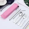 Portable Travel Cutlery Set Stainless Steel Tableware Storage Box Bag Kitchen Home Dinnerware Straw Chopstick Spoon Fork