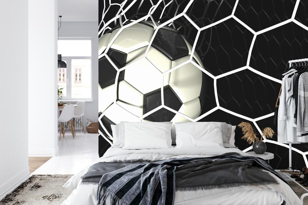 Photomural 3D Soccer Ball In Net Washable Fleece 254x184