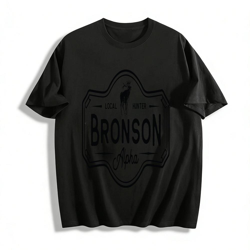 

Vintage Deer Print BRONSON ALPHA Casual American Outdoor Style Men s T-Shirt Pure cotton T-shirt XXS