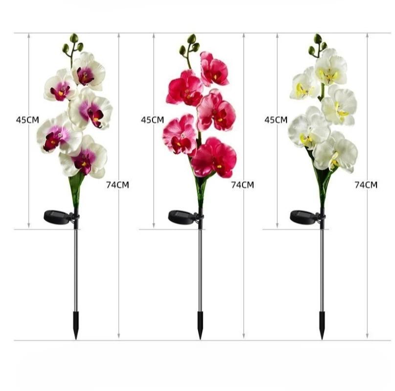 New Solar-powered Outdoor Lawn Lamp Courtyard Garden Decorative LED Lawn Ground Insert Lamp Simulated Phalaenopsis Flower Lights