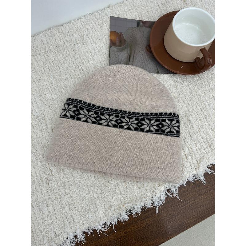 Outdoor Fair Isle Jacquard Knitted Hat Warm Autumn and Winter Ear Protection Woolen Hat Retro Versatile Cold Hat