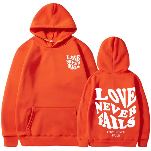 Love Never Fails Print Letter Hoodies Men/Women Sweatshirt Black Autumn Vintage Oversized Harajuku Loose Tops Casual Pullovers
