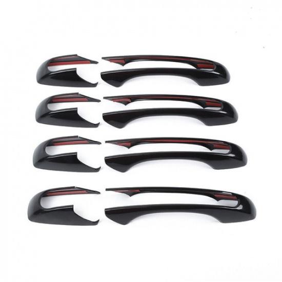 BLACK Exterior Door Handle COVER DECOR Trim Bezel For Chrysler 300C Durango 11+