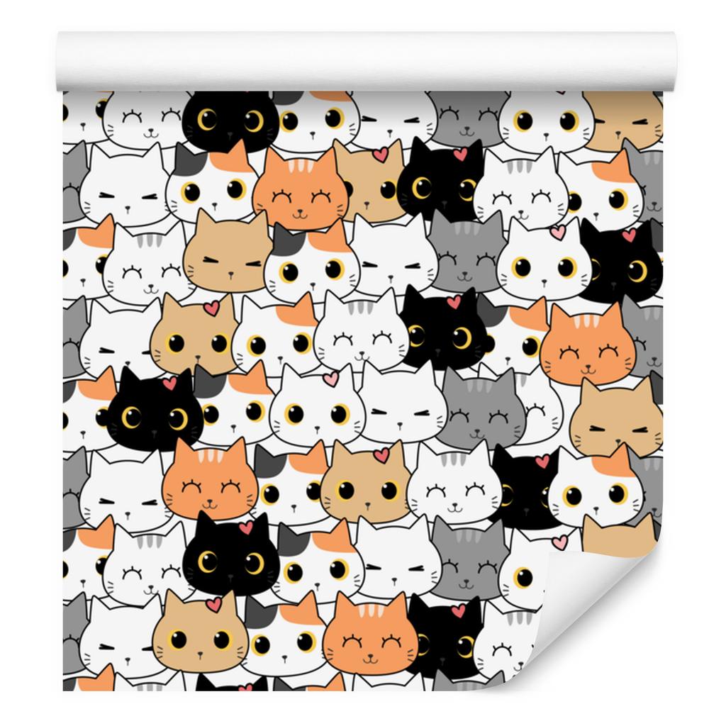 Cats Wallpaper Light Gray and White for Living Room and Bedroom 50x1000