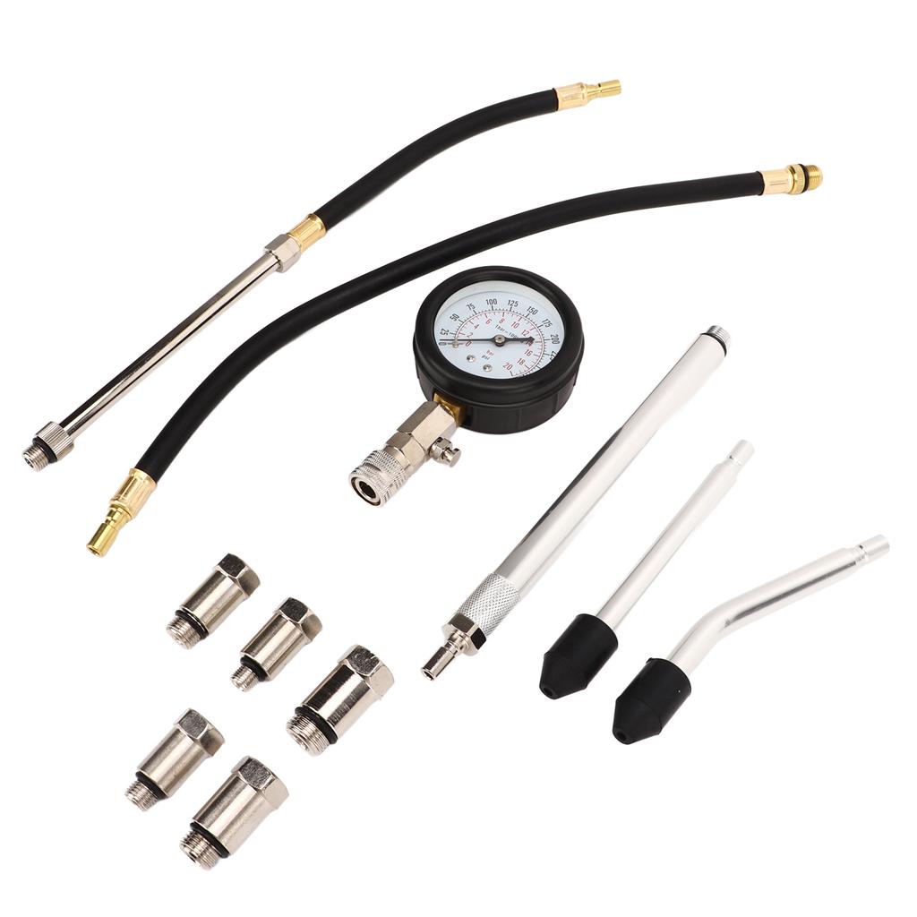 17pcs Cylinder Compression Tester Kit 0‑300PSI Engine Uvinersal Cylinder Pressure Detection Digital Gauge