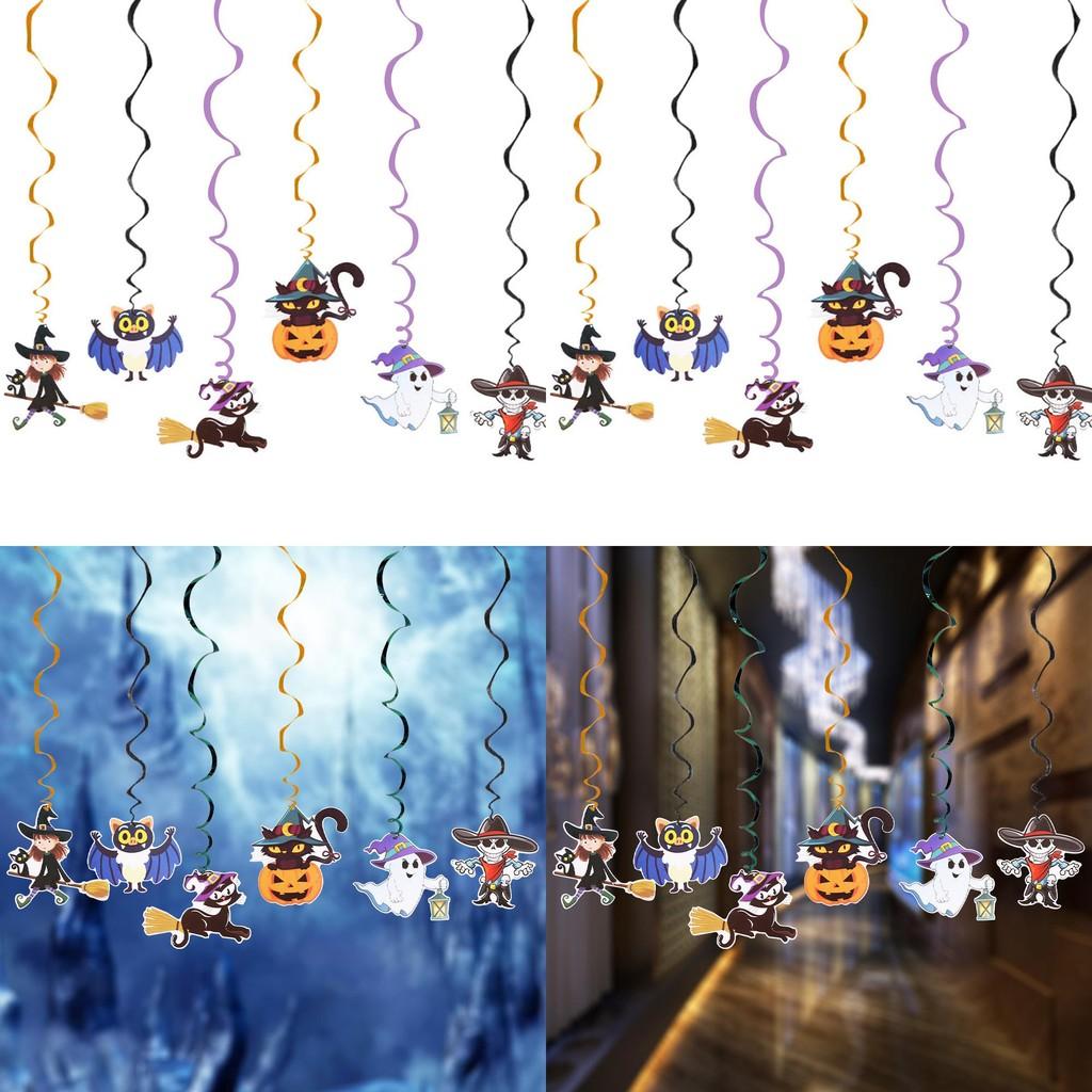 Vibrant Cartoon Halloween Skeleton Spiral Decor Set For Halloween Party Decorations