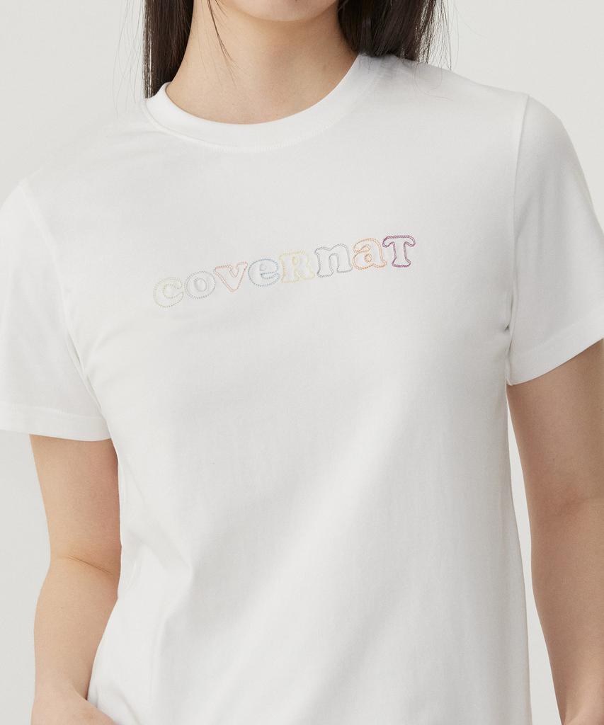COVERNAT WOMAN Cool Cotton Rainbow Copper Logo T-Shirt White