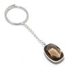 Natural Smoky Topaz Gemstone 925 Sterling Silver Jewelry Keychain 3.15" ETC-13838