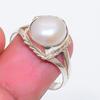 Natural Pearl Gemstone Handmade 925 Sterling Silver Jewelry Ring Size 9 ZS-1658