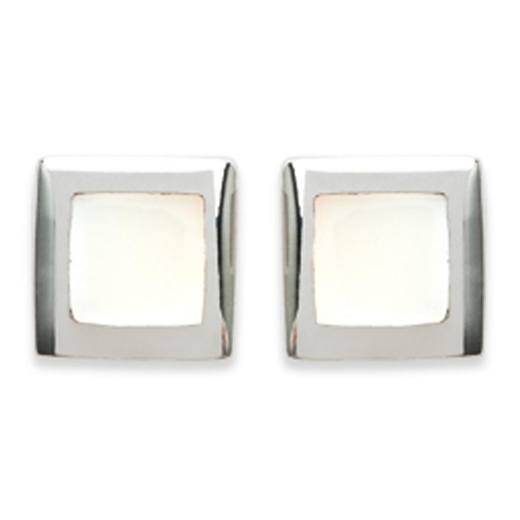 Les Trésors De Lily [K5160] - Boucles Argent 'Sagesse' blanc/Nacre argenté - 8x8 mm