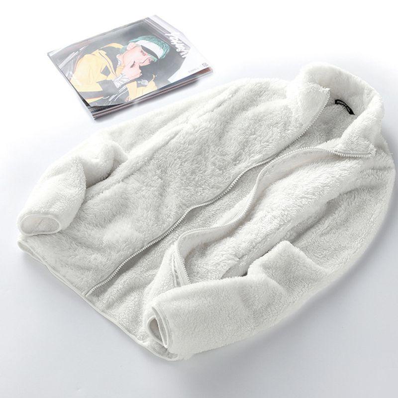 Loose and Velvet Zipper Turtleneck Coat Loose Fleece Zipper Turtleneck Coat
