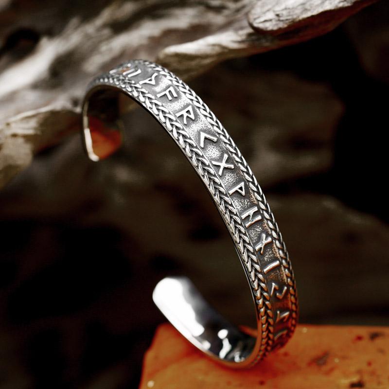 

BEIER 2024 New Design Titanium Steel Bracelet Wheat Pattern Viking Runes Cuff bracelet For Men High Quality Jewelry Wholesale 58-60mm